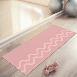 Errötendes Rosa Moderne Minimale Wellenlinien Mit  Yogamatte
