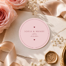 Errötendes Rosa Moderne Minimalistische Hochzeitsa Runder Aufkleber
