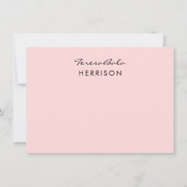 Errötendes Rosa | Moderne Minimalistische Monogram Mitteilungskarte