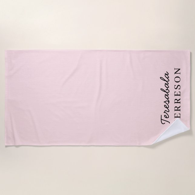 Errötendes Rosa Monogramm Moderne Minimalistische  Strandtuch (Vorderseite)