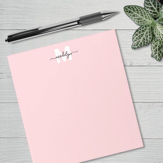 Errötendes Rosa Monogramm Notizblock (Blush Pink Monogram Notepad)