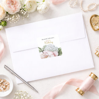 Errötendes Rosa Pfingstrose Floral 18. Geburtstag Quadratischer Aufkleber