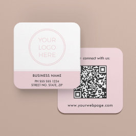 Errötendes Rosa QR-Code-Logo Quadratisches Geschäf Quadratische Visitenkarte