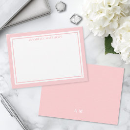 Errötendes Rosa-Rahmen-Minimalistisches Monogramm Mitteilungskarte