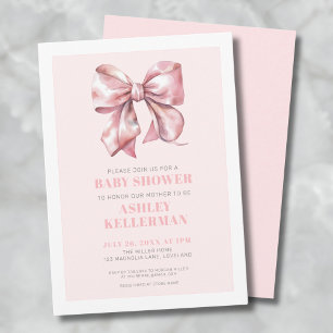 Errötendes Rosa Schleife Babyparty Einladung