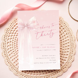 Errötendes Rosa Schleife Kokette Winter Mädchen 30 Einladung