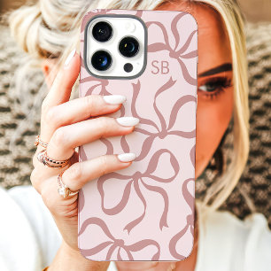 Errötendes Rosa-Schleifen-Monogramm iPhone 16 Pro Max Hülle