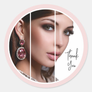 Errötendes Rosa Schrift Logo Foto Make-up Danke Runder Aufkleber