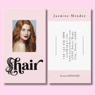 Errötendes Rosa Schwarze Schrift Foto Friseur Visitenkarte