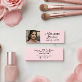Errötendes Rosa Schwarze Schrift Foto Make-up Mini Visitenkarte