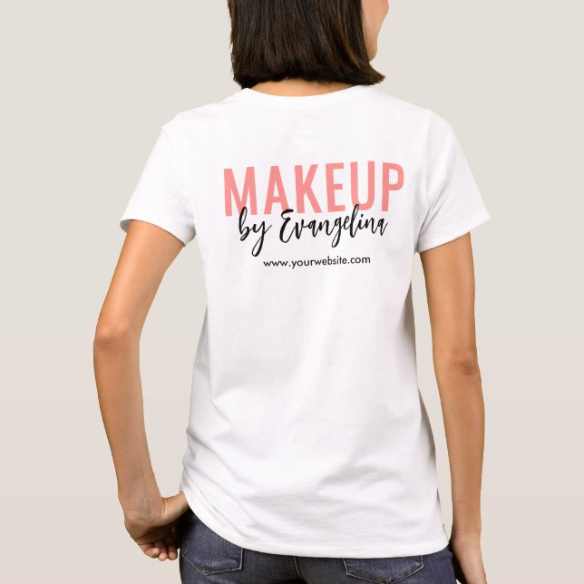 Errötendes Rosa Schwarzes Schrift-Logo Make-up-Mit T-Shirt (Rückseite)