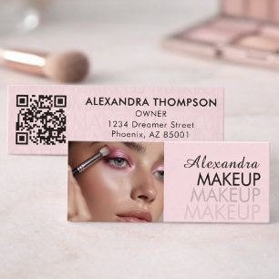Errötendes Rosa Schwarzes Schriftfoto-Make-up Mini Visitenkarte