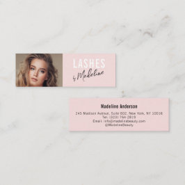 Errötendes Rosa Schwarzes Schriftfoto-Make-up Mini Visitenkarte