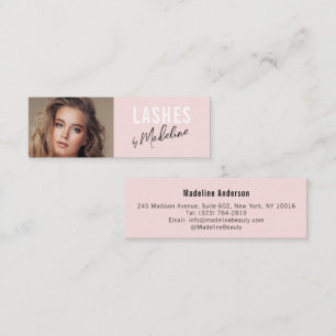 Errötendes Rosa Schwarzes Schriftfoto-Make-up Mini Visitenkarte