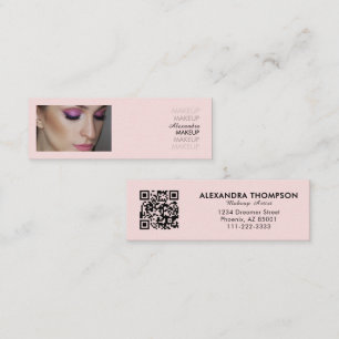 Errötendes Rosa Schwarzes Skript Foto Make-up  Mini Visitenkarte