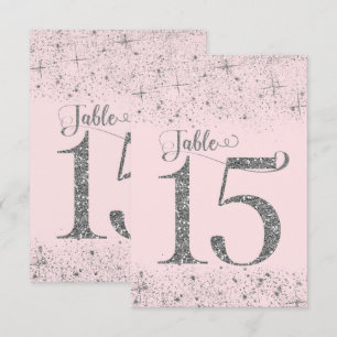 Errötendes Rosa Silber Glitter-Tischzahlen Nummer  Einladung