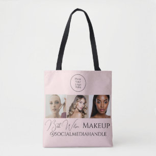 Errötendes Rosa Skript-Logo-Foto-Makeup-Studio-Tas
