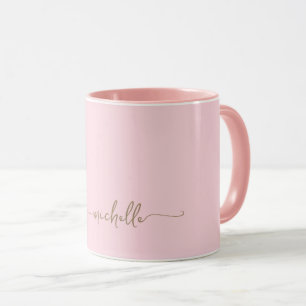 Errötendes Rosa Stylishes Gold Monogramm Unterschr Tasse