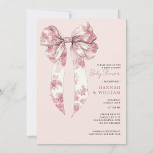 Errötendes Rosa Toile Coquette Band Mädchen Babypa Einladung