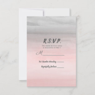 Errötendes Rosa und Grau Moderne Wasserfarbe RSVP Karte