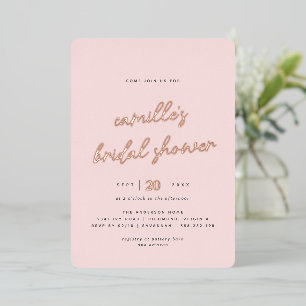 Errötendes Rosa und Roségold   Einfache Brautparty Folieneinladung