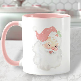 Errötendes Rosa Vintage Zwinkerndes Weihnachtsmann Tasse