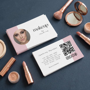Errötendes Rosa Weiß Foto MUA QR-Code Soziale Icon Visitenkarte