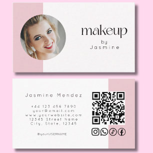 Errötendes Rosa Weiß Foto MUA QR-Code Soziale Icon Visitenkarte