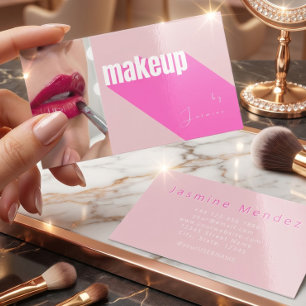 Errötendes Rosa Weiße Typografie Einfache Foto-Mak Visitenkarte