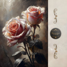 Errötendes Rosenpaar-Decoupage Seidenpapier