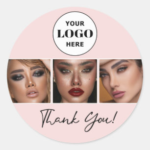 Errötendes Schriftlogo Foto Make-up Danke Runder Aufkleber