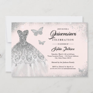 Errötendes Silber-Sparkling-Kleid Schmetterling Qu Einladung