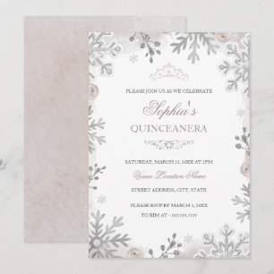 Errötendes Winter-Wunderland Quinceanera Einladung
