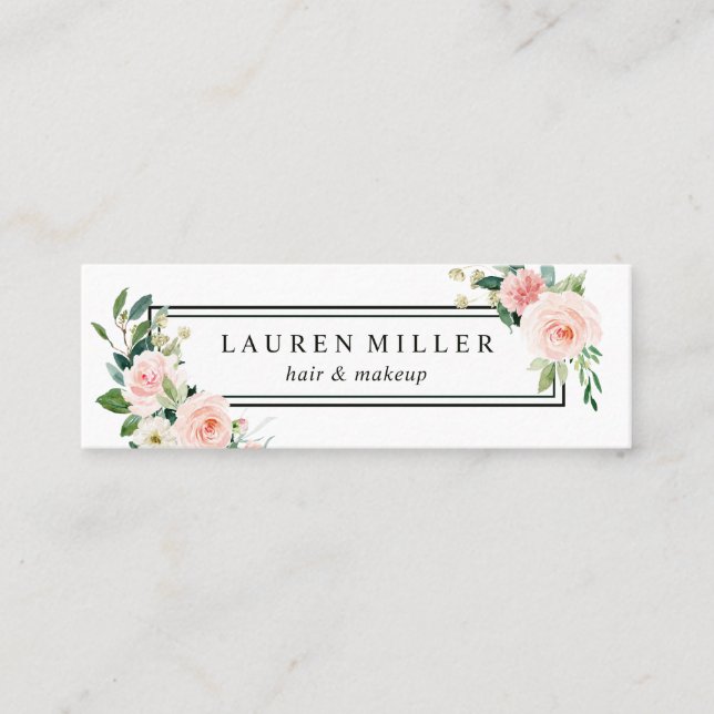 Errötet rosa Aquarell-Blüte Mini Visitenkarte (Vorderseite)