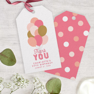 Errötet rosa Imitat, Gold, dasballone Ihnen danke Geschenkanhänger