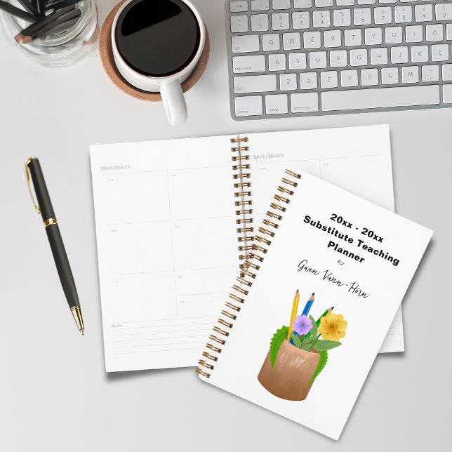 Ersatzschullehrer Pencils Blume Planer (Substitute School Teacher Pencils Flowers Small Planner)