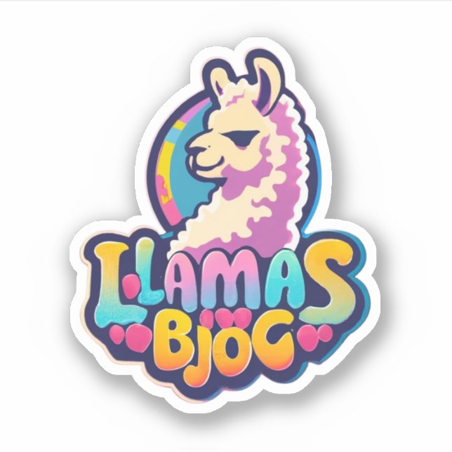 Erschaffen Sie sich kreativ mit Lama-Themenaufkleb Aufkleber (Vorderseite)