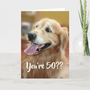 Erschockierter Golden Retriever Hund 50. Geburtsta Karte