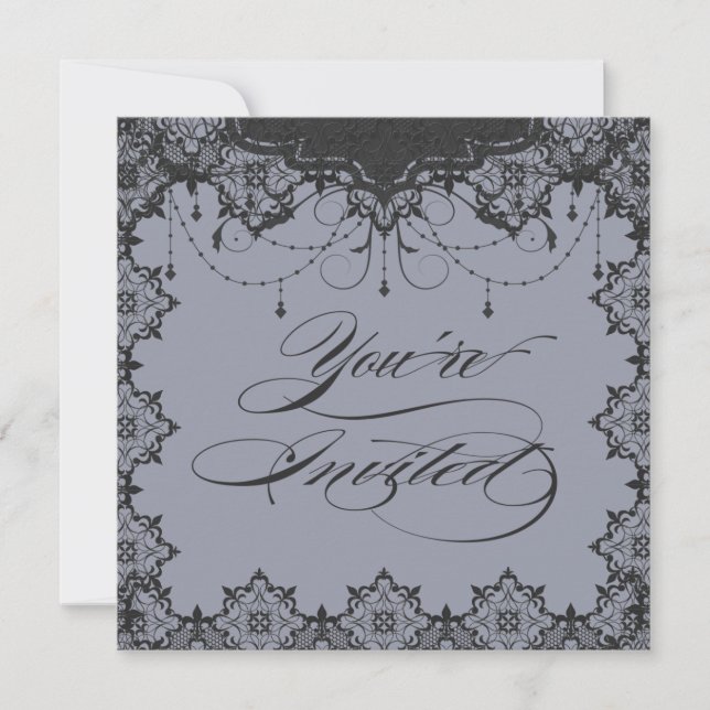 Erschöpfende romanische Spitzen Graue Einladung (Vorderseite)