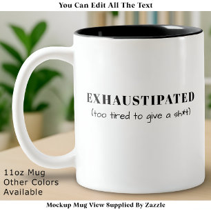 Erschöpft Lustige Definition Müdes Leben Benutzerd Zweifarbige Tasse