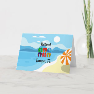 erschöpft—Tampa, FL, farbige Flip-Flops, Karte