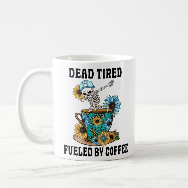 erschöpft von Kaffee Kaffeetasse (Links)