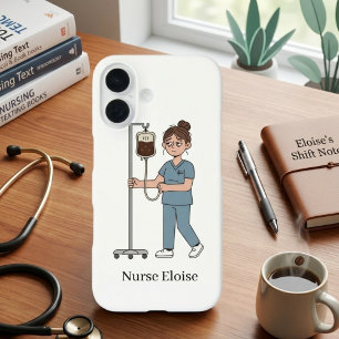 Erschöpfte Krankenschwester mit individuellem Name iPhone 16 Hülle