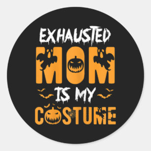 Erschöpfte Mama ist mein Kostümspenden Halloween Runder Aufkleber