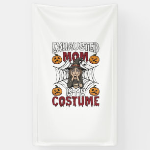 Erschöpfte Mutter ist Kostüm Halloween Hexe Kaffee Banner