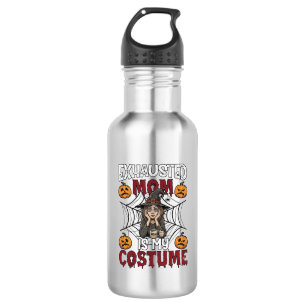 Erschöpfte Mutter ist Kostüm Halloween Hexe Kaffee Edelstahlflasche