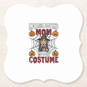 Erschöpfte Mutter ist Kostüm Halloween Hexe Kaffee Untersetzer