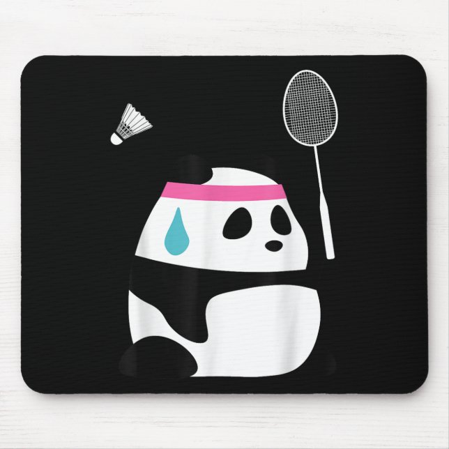 Erschöpfter Badminton-Panda - Lustiger Süßer Feder Mousepad (Vorne)