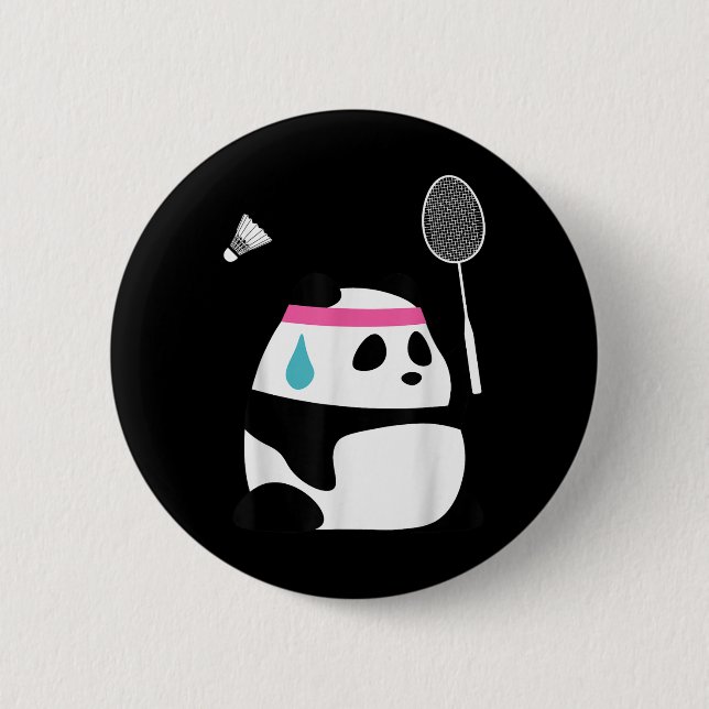Erschöpfter Badminton-Panda - Lustiger Süßer Shutt Button (Vorderseite)