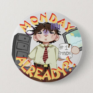 Erschöpfter Chibi-Charakter, Bürothemen-Button Button